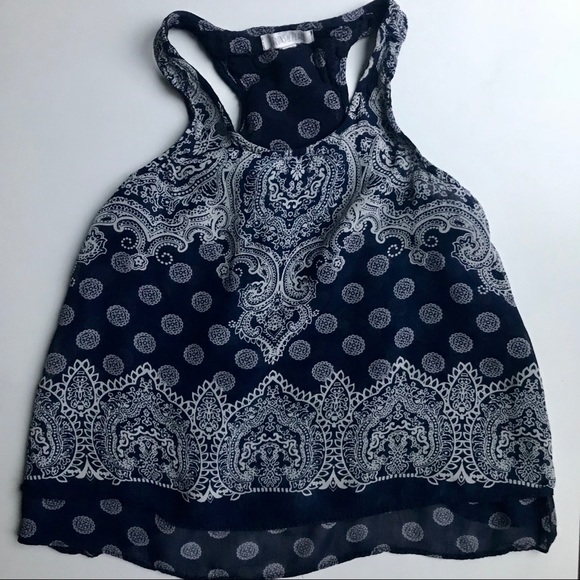 Navy Patrons of Peace Open Back Patterned Tank - Picture 5 of 8